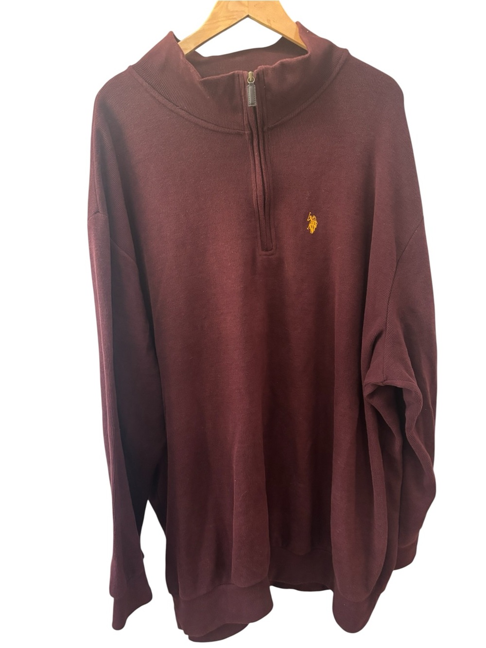 US Polo Association Sweater‎ VTG Quarter Zip Pullover Men’s Size 3XLT Burgundy
